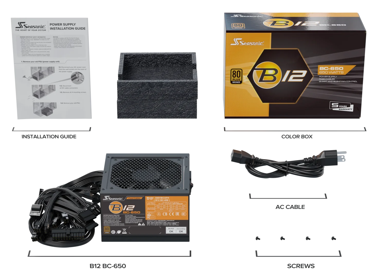 Seasonic B12 BC-650 Power Supply 650 Watts | A651BCAFH Seasonic B12 BC-650 Power Supply 650 Watts | A651BCAFH